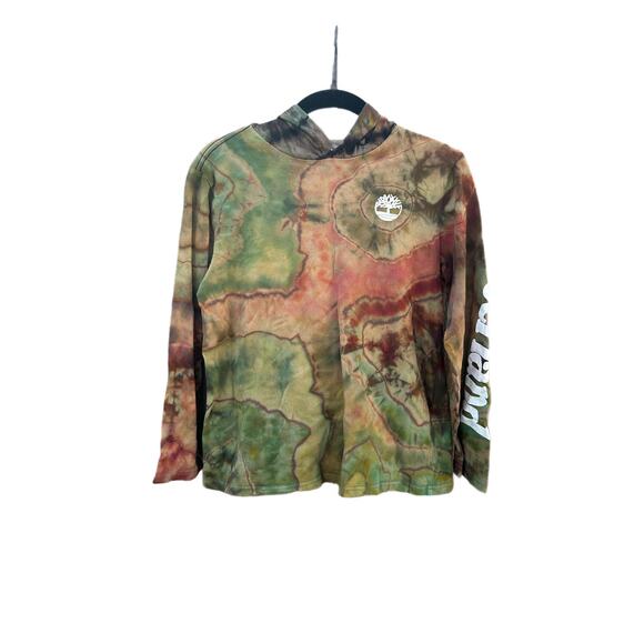 Tie Dye Hooded Long Sleeve Timberland Shirt | Geode Tie - Reverse Dye / Ice Dye - Picture 1 of 2